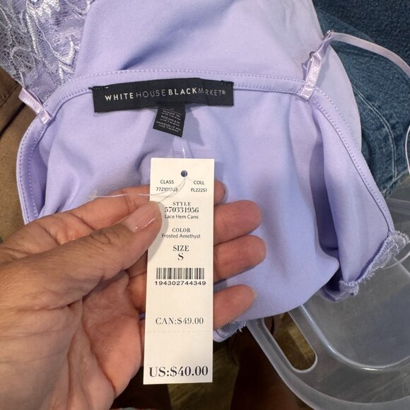 WHITE HOUSE BLACK MARKET lavender camisole Size Small NEW W/TAG - Picture 4 of 5